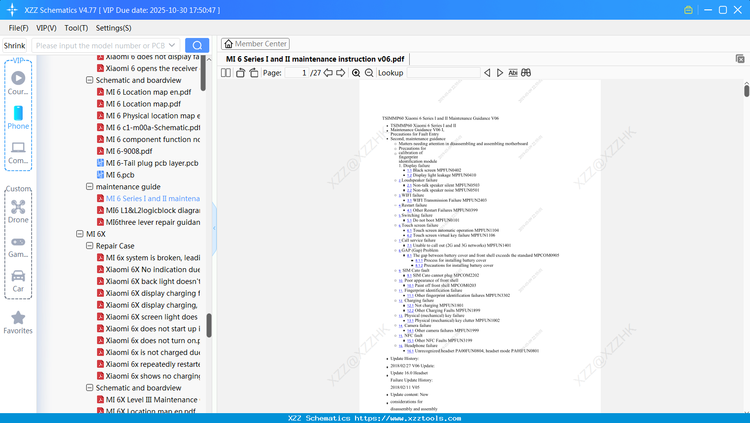 Xiaomi MI 6 Series I And II Maintenance Instruction V06
